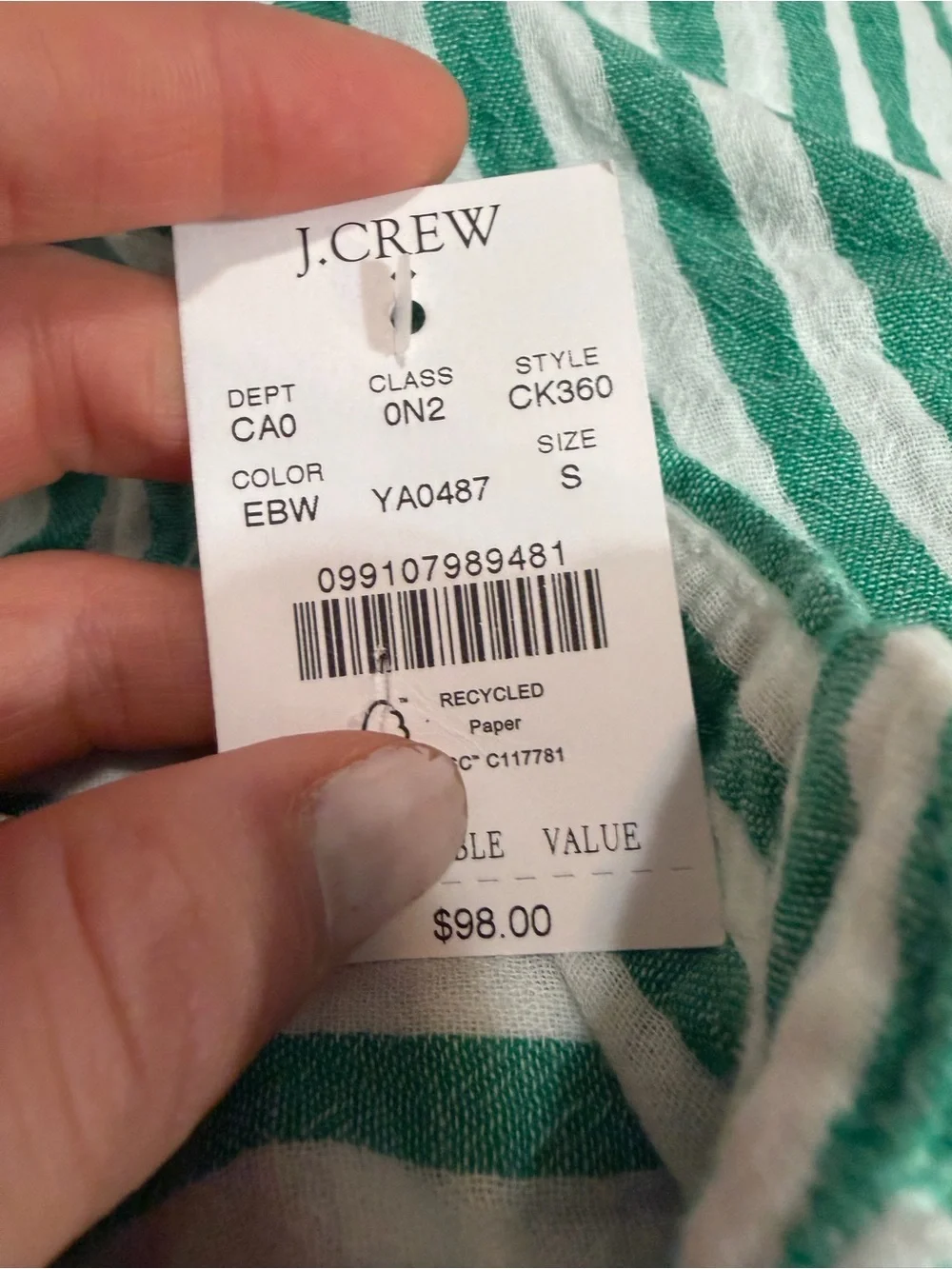 J crew Striped gauze button-up shirt